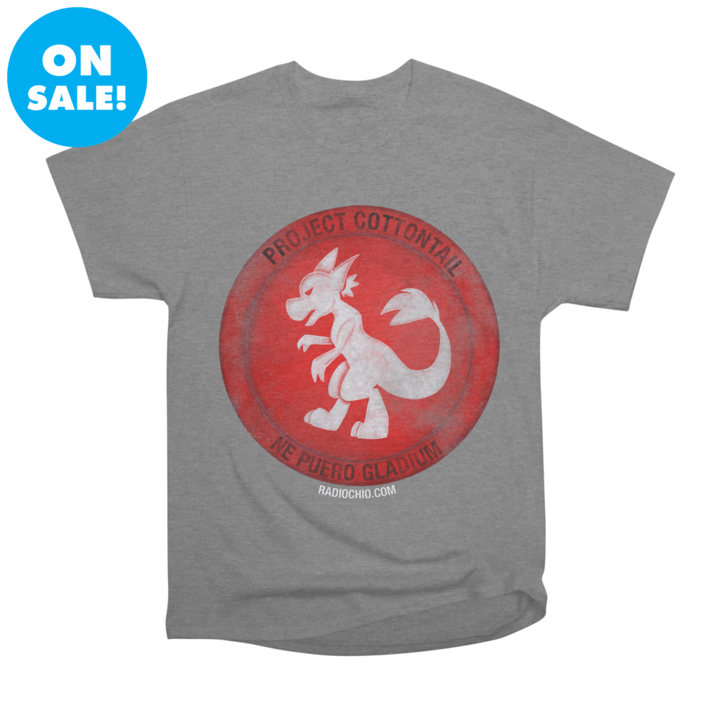 a gray t-shirt with the Project Cottontail logo on it